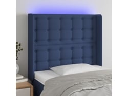 Cabecero Con Led De Tela Azul 93x16x118/128 Cm