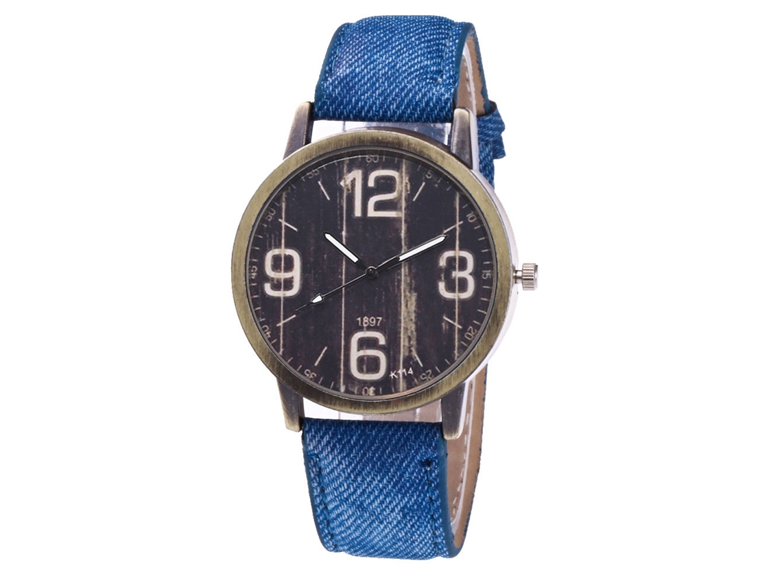 Reloj De Pulsera De Cuarzo Unisex Estilo Retro Punk Moda Zhoulianfa Azul Real