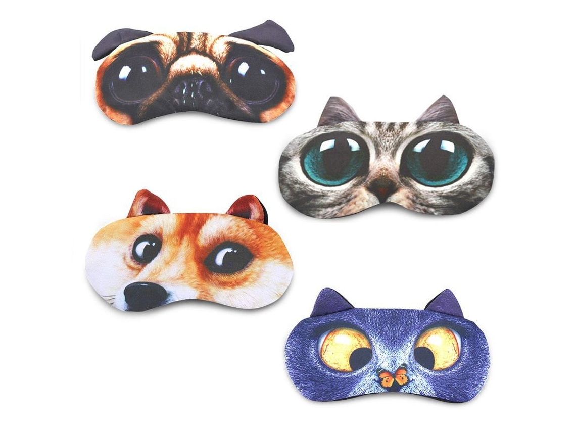 Dan26-máscara De Sueño Para Niños, Ojos Ciegos Suaves Animales Bonitos 4 Pack