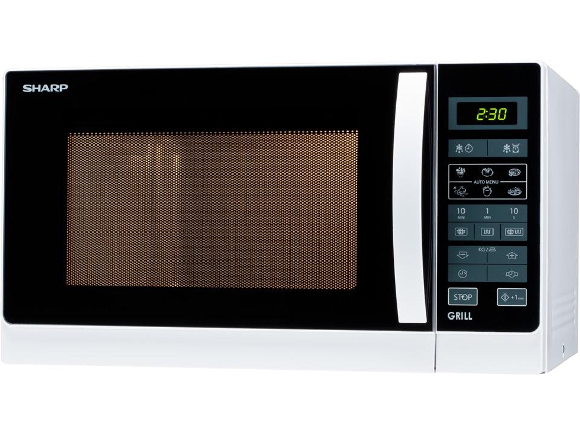 SHARP R-742Ww Microondas Contador Microondas Grill 25 L 900 W Negro Blanco