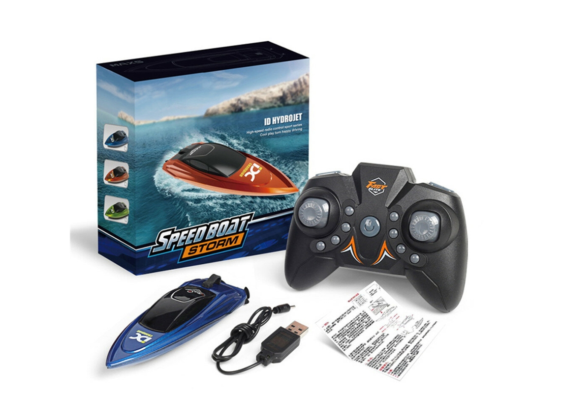 Azulmini Lancha Rc De Alta Velocidad Con Control Remoto, Luz Led, Lancha Rápida Palm, Juguete Acuático De Verano Para Piscina