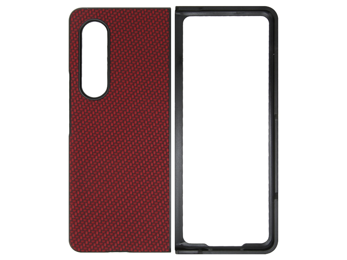 Capa De Telefone Capa Protetora Para Galaxy Z Fold 3 Com Textura De Fibra De Carbono Vermelha Anti-queda