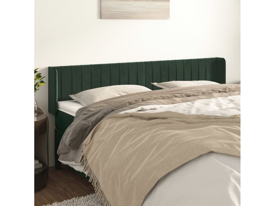 Cabecero De Terciopelo Verde Oscuro 183x16x78/88 Cm