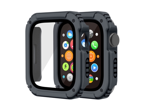 Funda protectora de película de vidrio templado de pantalla 2 en 1 para Apple Watch Series 3, 2 y 1 38 mm (gris oscuro)