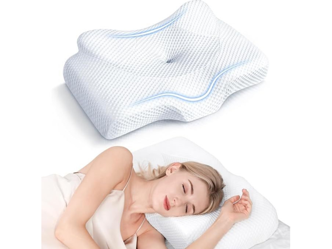 Almohada Cervical Osteoarticular, Diseño Hueco, Espuma Viscoelástica Sin Olor, Con Funda Refrescante, Almohada Ortopédica Ajustable Para Cama
