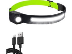 Linterna frontal LED recargable por USB, 350 lúmenes, 1200 mAh, 230° COB XPE, IPX4, 5 modelos, para correr y acampar - Veryunzii