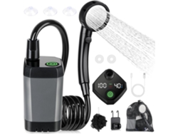 Bomba de ducha portátil para exteriores, ducha eléctrica con 4 niveles de ajuste de agua, adecuada para viajes y campamentos.