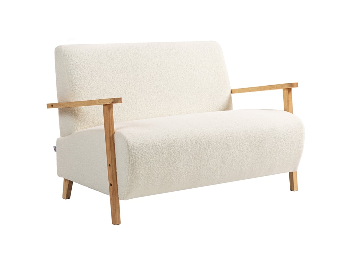 Sofá De 2 Plazas, Sherpa Color Crema, 118 Cm