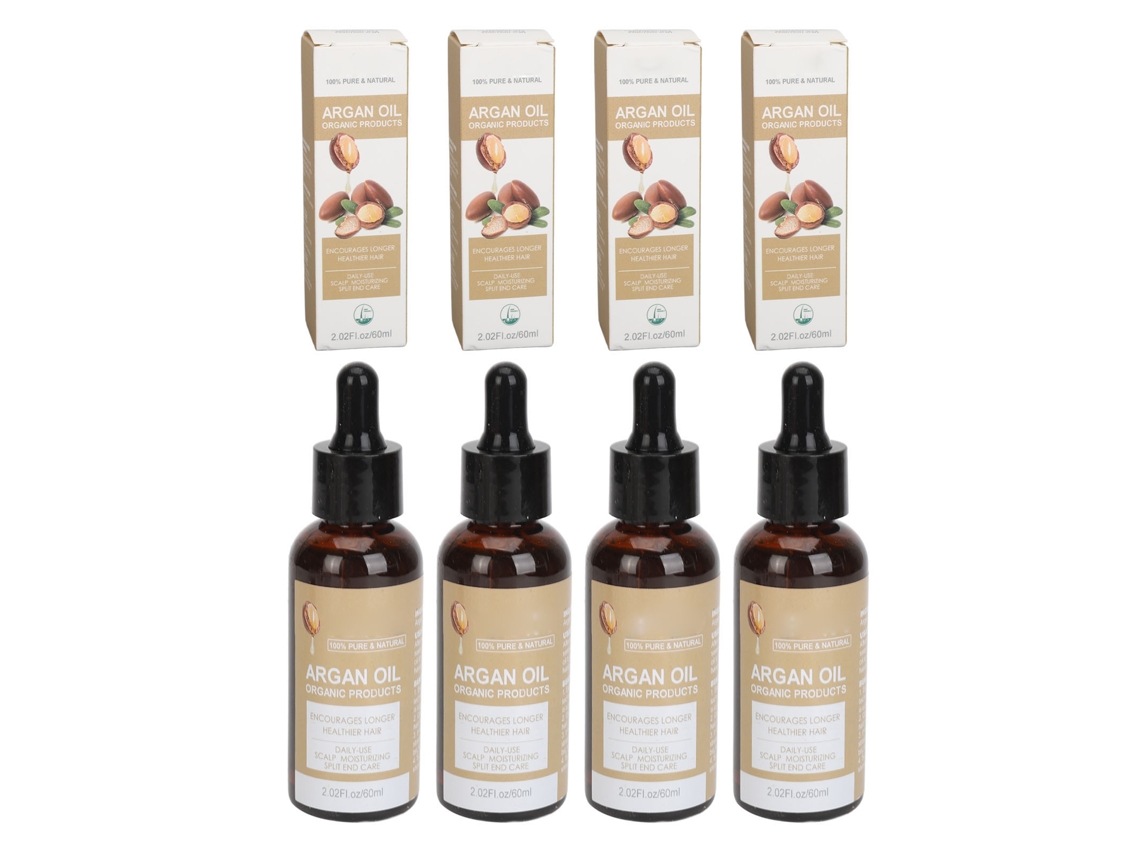 4pcs Suero De Crecimiento Capilar Con Aceite De Argan 60ml: Fortalece, Volumen Y Hidrata El Cabello Fino