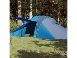 Tienda de campaña tipo domo familiar para 6 personas, impermeable, azul.