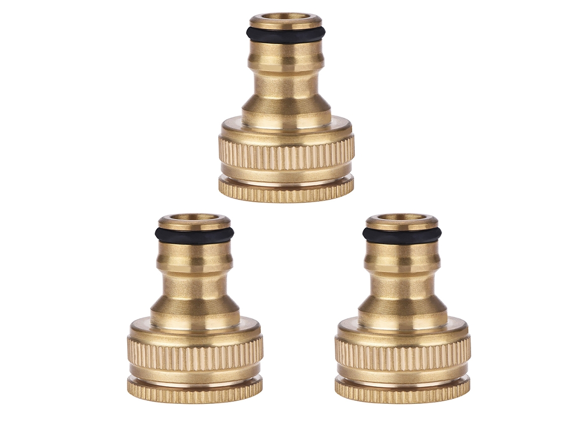 Conector De Grifo De Latón, 3 Piezas, Adaptador Para Manguera De Jardín De 1/2 Y 3/4 De Pulgada.