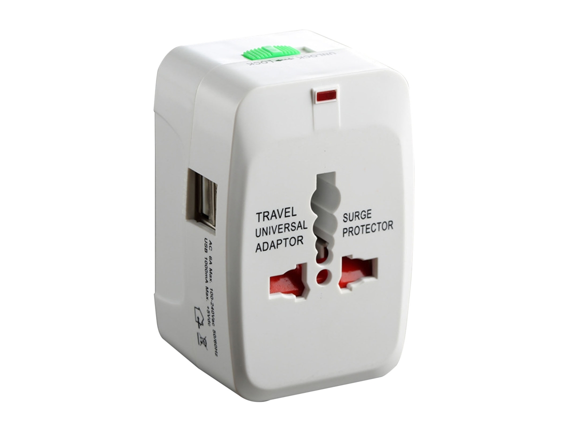 Adaptador De Viaje Universal De 1500 W Con 2 Puertos Usb, Seguro Para Niños, Enchufe Internacional De 100-250 V.