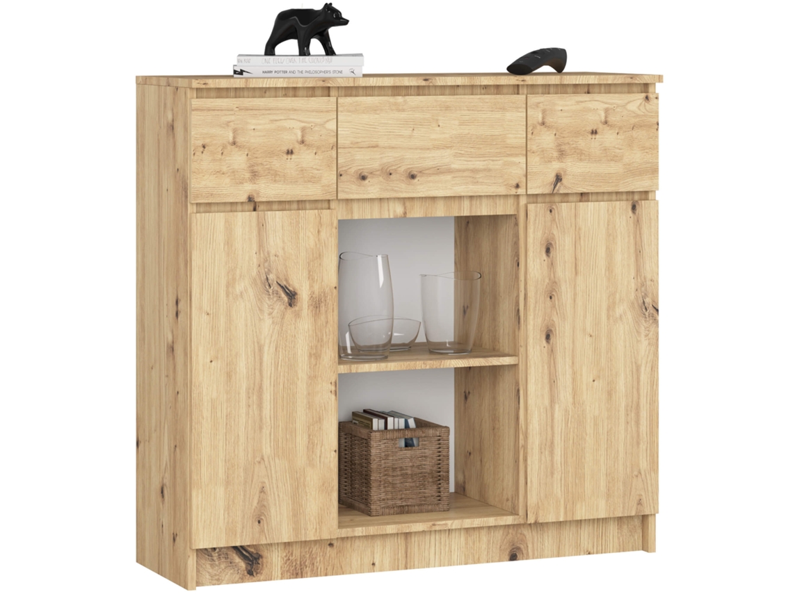 Cómoda de estilo clásico con 2 puertas y 3 cajones en grafito y roble - AKORD FURNITURE FACTORY