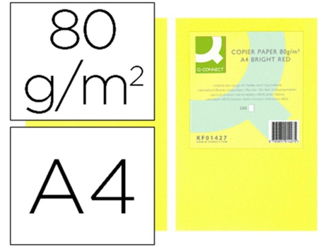 Papel Color Q Connect Din A4 80Gr Amarillo Neón Pack De 500 Hojas