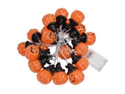 Rebe-cordón De Luces Led De Calabaza 3 Metros 20led Modo Dual Para Fiesta Halloween Hogar Decoración