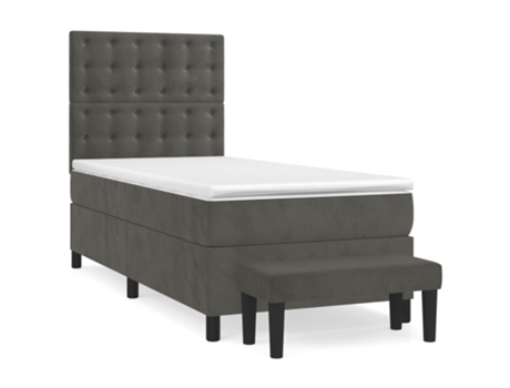 vidaXL Cama con somier y colchón 90x190 cm terciopelo gris oscuro