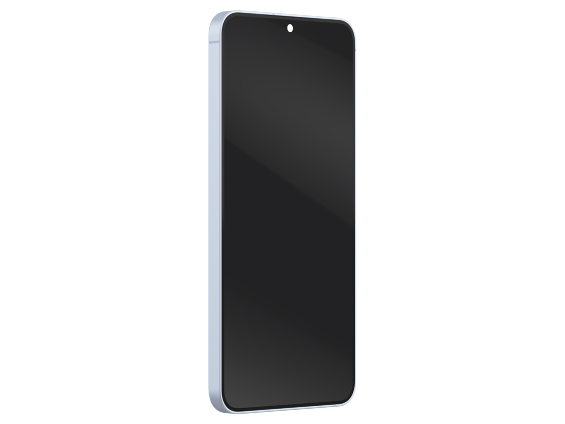 Pantalla Full AMOLED de Samsung para el paquete de servicio del Galaxy S25 Plus con chasis azul claro.