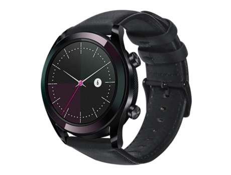 Correa de reloj inteligente para Huawei Watch GT 42 mm/46 mm Correa de reloj de cuero genuino con cera de aceite (negro)