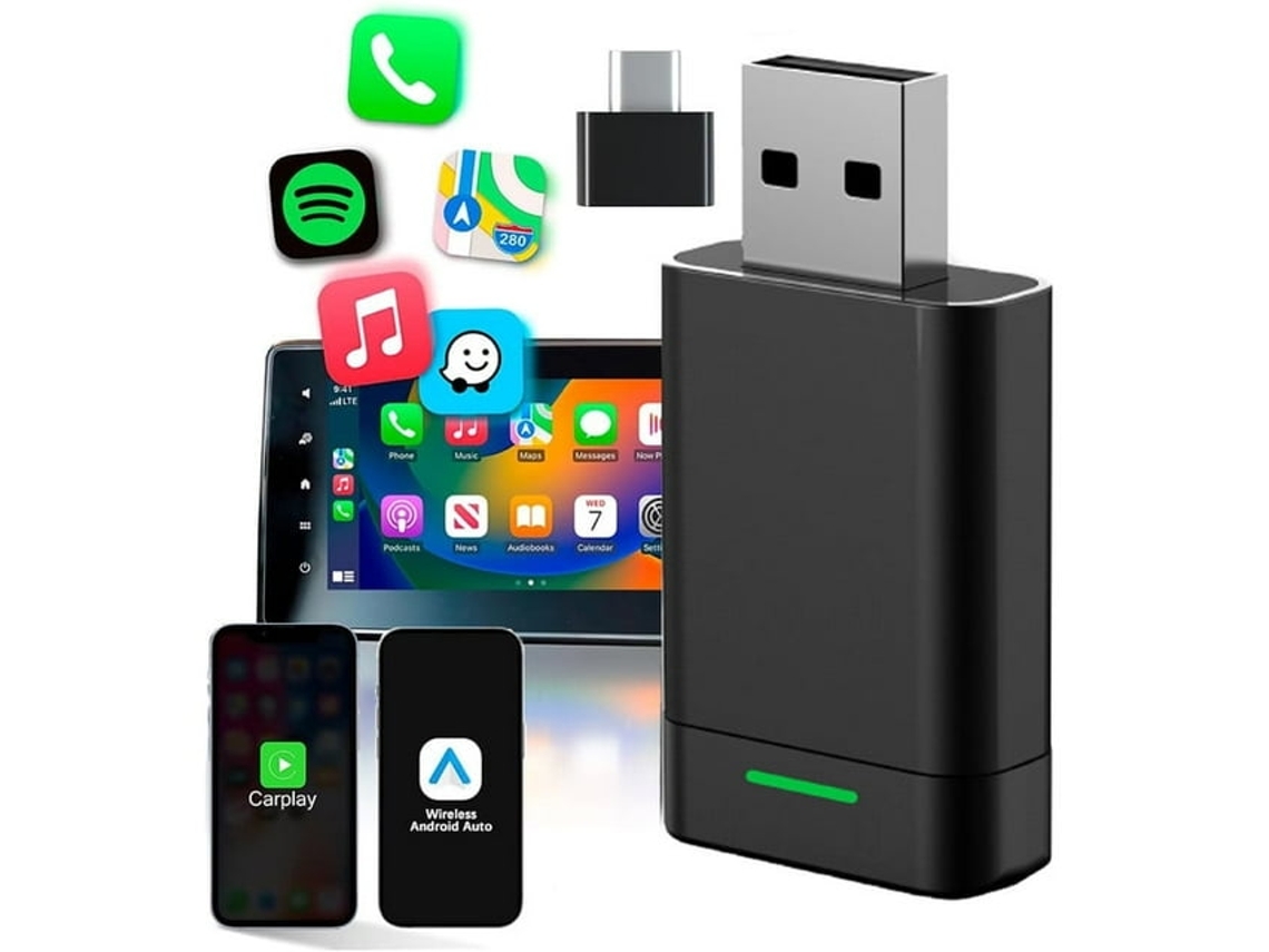 Adaptador inalámbrico CarPlay para iPhone y Android, Plug and Play, compatible con iOS 10 y coches Siurn 2016.