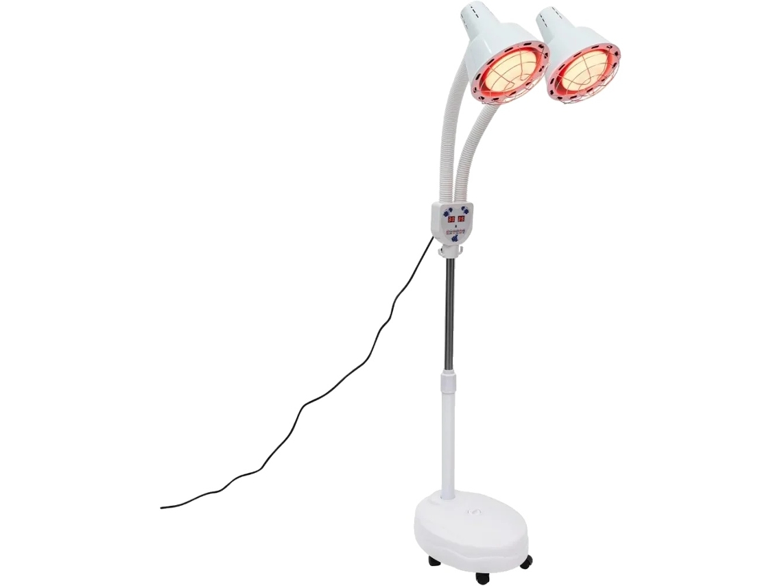 Lámpara de calor infrarroja de doble cabezal, altura ajustable, control remoto, color blanco, OEM blanco
