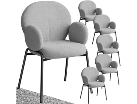 Juego de 6 Sillas Scandi tapizadas, con tela bouclé TECTAKE