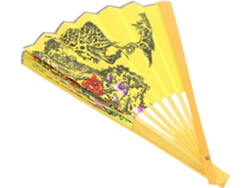 Abanico Plegable Decorativo Chino Bambú Amarilla Decoración Pared Resistente Estar Fiestas Danza Tradicional