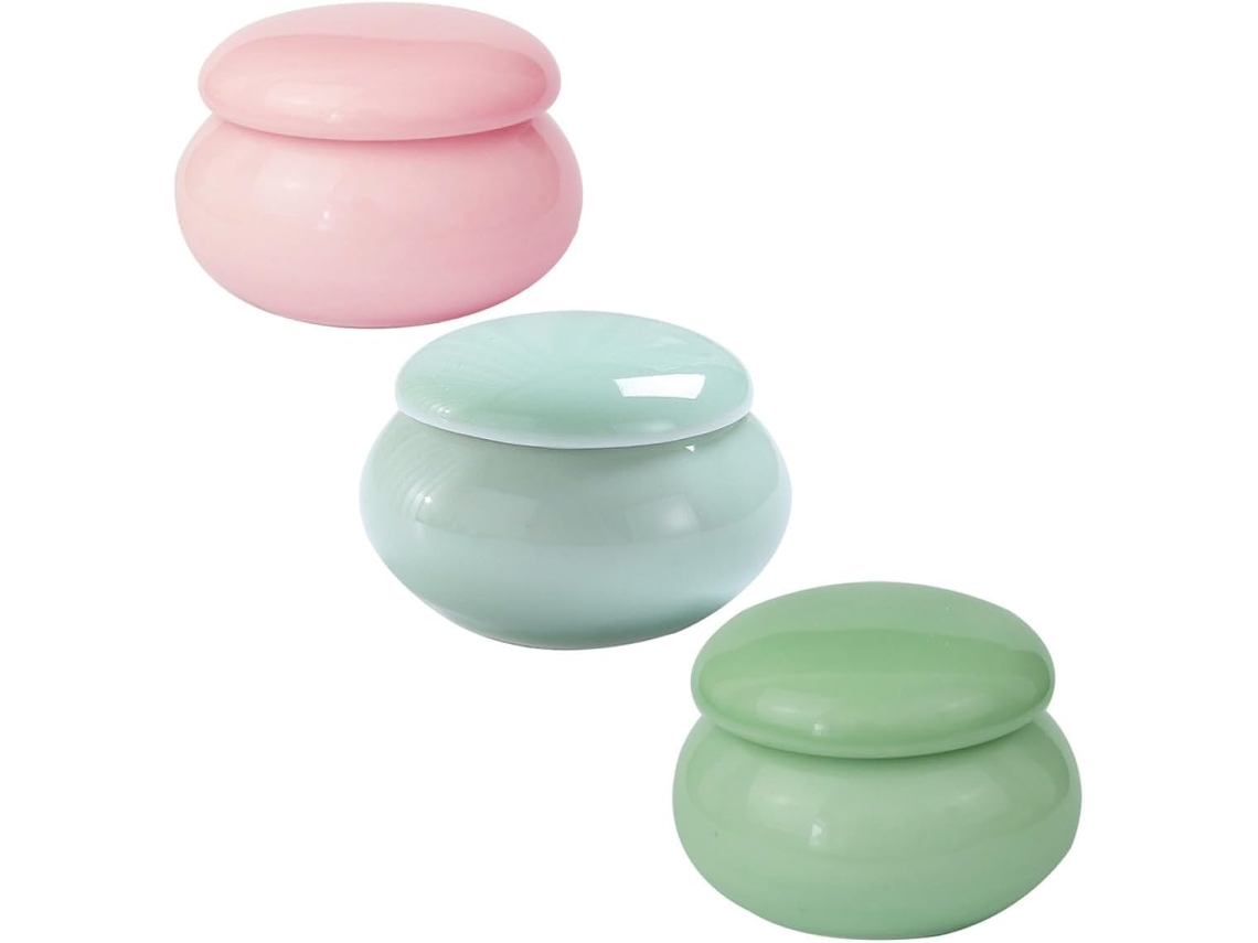 Frascos De Cerámica Vacíos De 3 Piezas Para Cosméticos, Frascos De Subenvase Duraderos Con Tapas Para Almacenamiento.