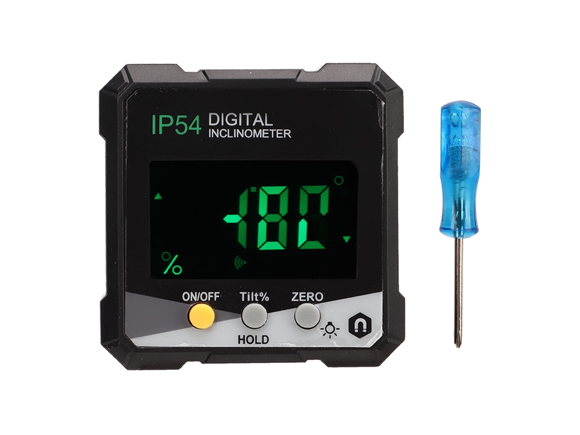 Inclinómetro Digital Lcd Con Base Magnética: Herramienta De Medición De Ángulos Para Carpintería Y Construcción.