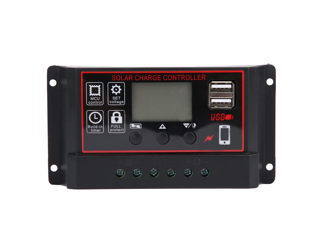 Controlador Solar Inteligente De 12v 24v 40a Usb, Regulador Fotovoltaico De 5v Con Pantalla Digital.