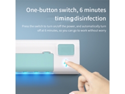 Esterilizador de cepillos de dientes UV con soporte de pared azul, ideal para familias