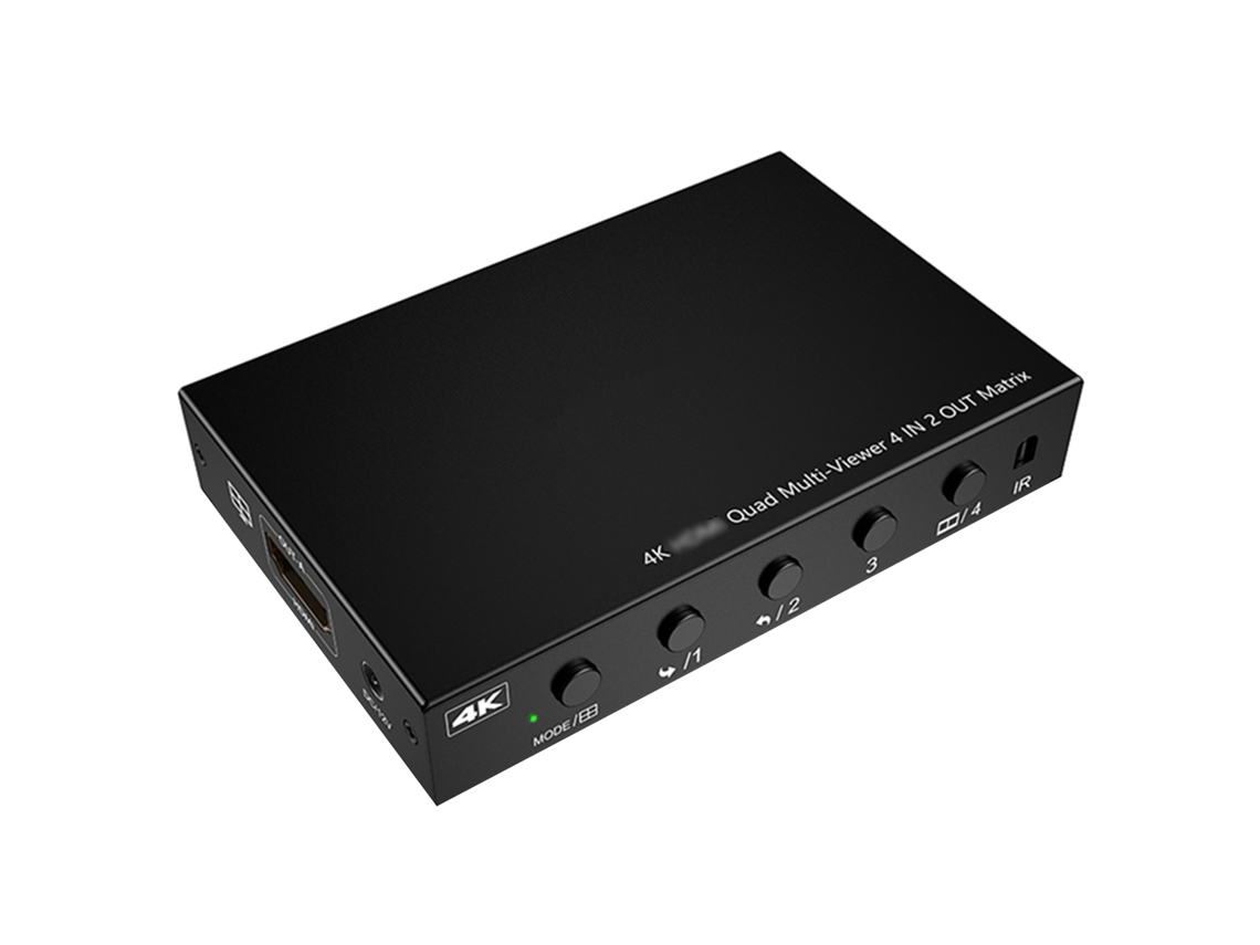 Divisor De Pantalla Hd Kceve Kc-8402 4 En 2 Salidas 4k30hz Carcasa De Metal Enchufe Eu