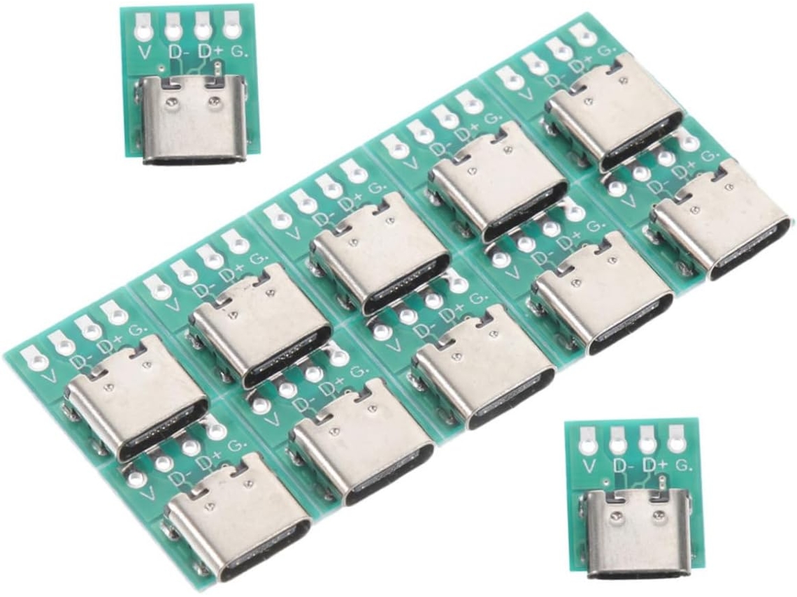 Placa de conector USB-C 3.1 DIY para electrónica, profesionales y aficionados. Diseño compacto y funcional. Compatible con cables USB-C Jortmrd.
