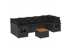 Maison Exclusive - Set De Sofás De Jardín 8 Piezas Y Cojines Ratán Sintético Negro