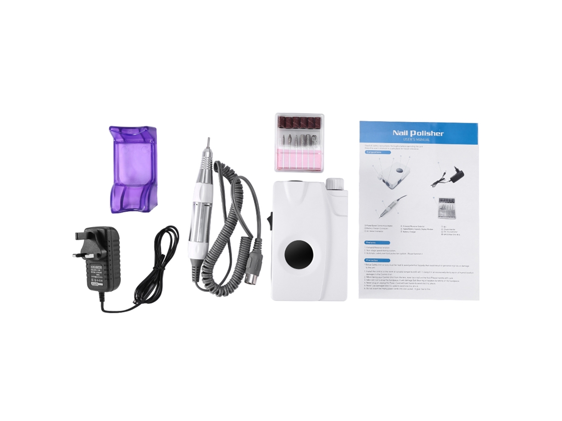 KKML - Máquina eléctrica portátil para pulir uñas, recargable sin cable, kit de manicura 110-240 V