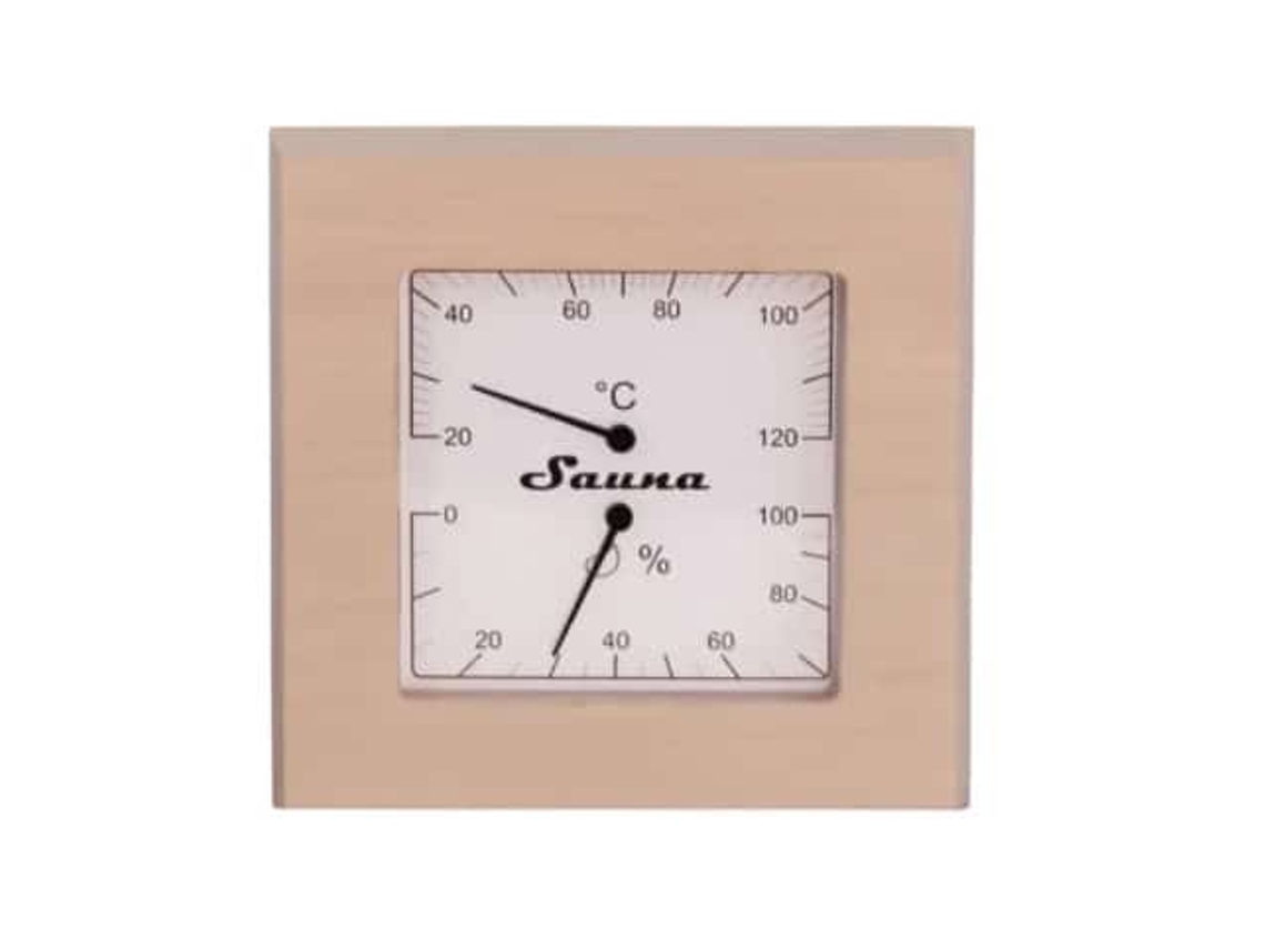 Termohigrómetro Sauna Cuadrado Madera Álamo Sentiotec