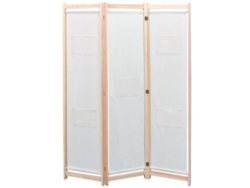 Biombo Divisor De 3 Paneles De Tela Color Crema 120x170x4 Cm
