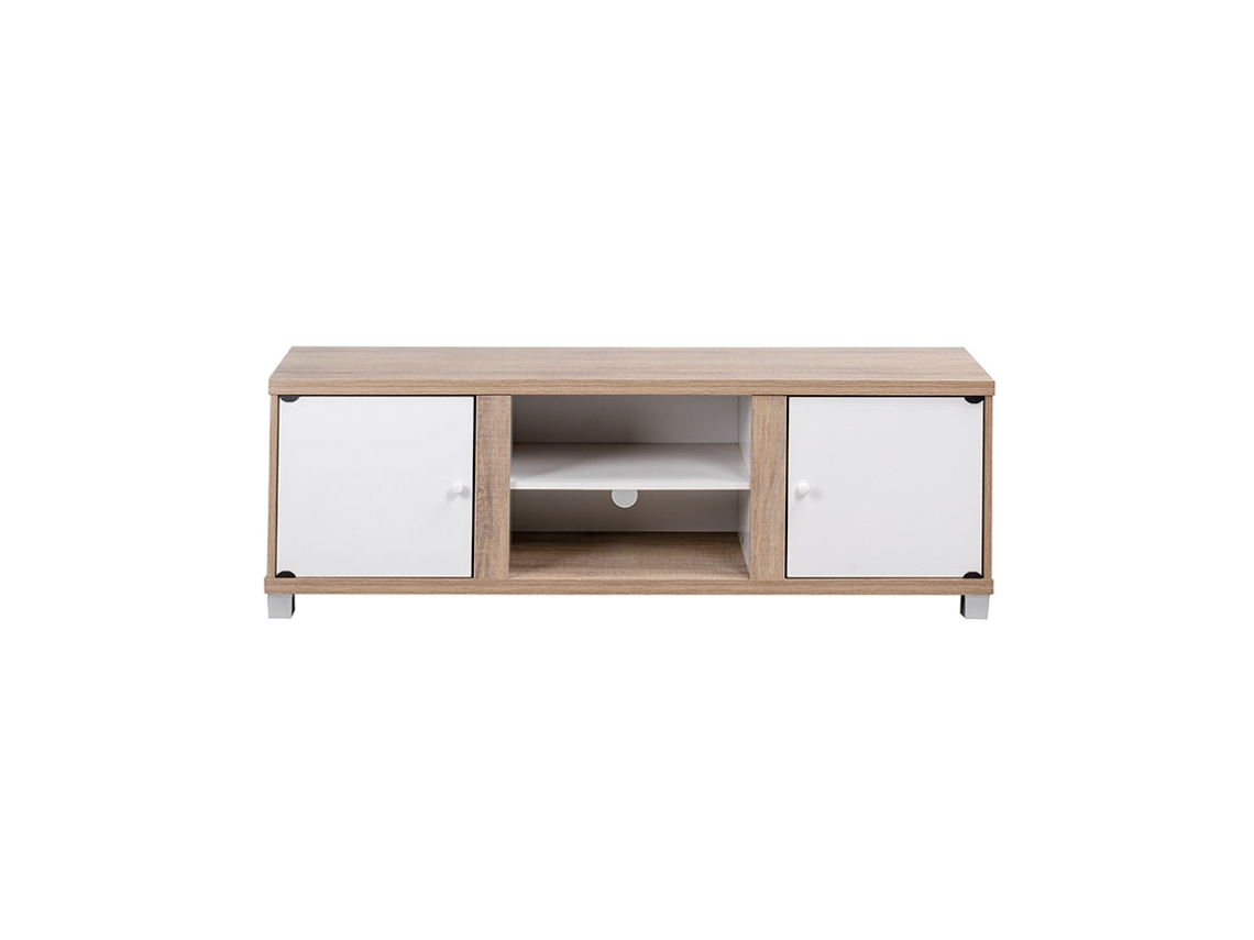 Mueble TV Dela Cabinet 2 Puertas, Blanco y Cambria 150x50 cm SALDOSYSTOCKS
