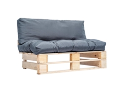 Sofá de palets de jardín con cojines de pino gris, Dkd Home Decor