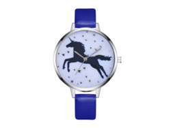 Reloj De Pulsera Analógico De Cuarzo Sencillo E Informal Para Mujer Con Correa De Pu Azul.