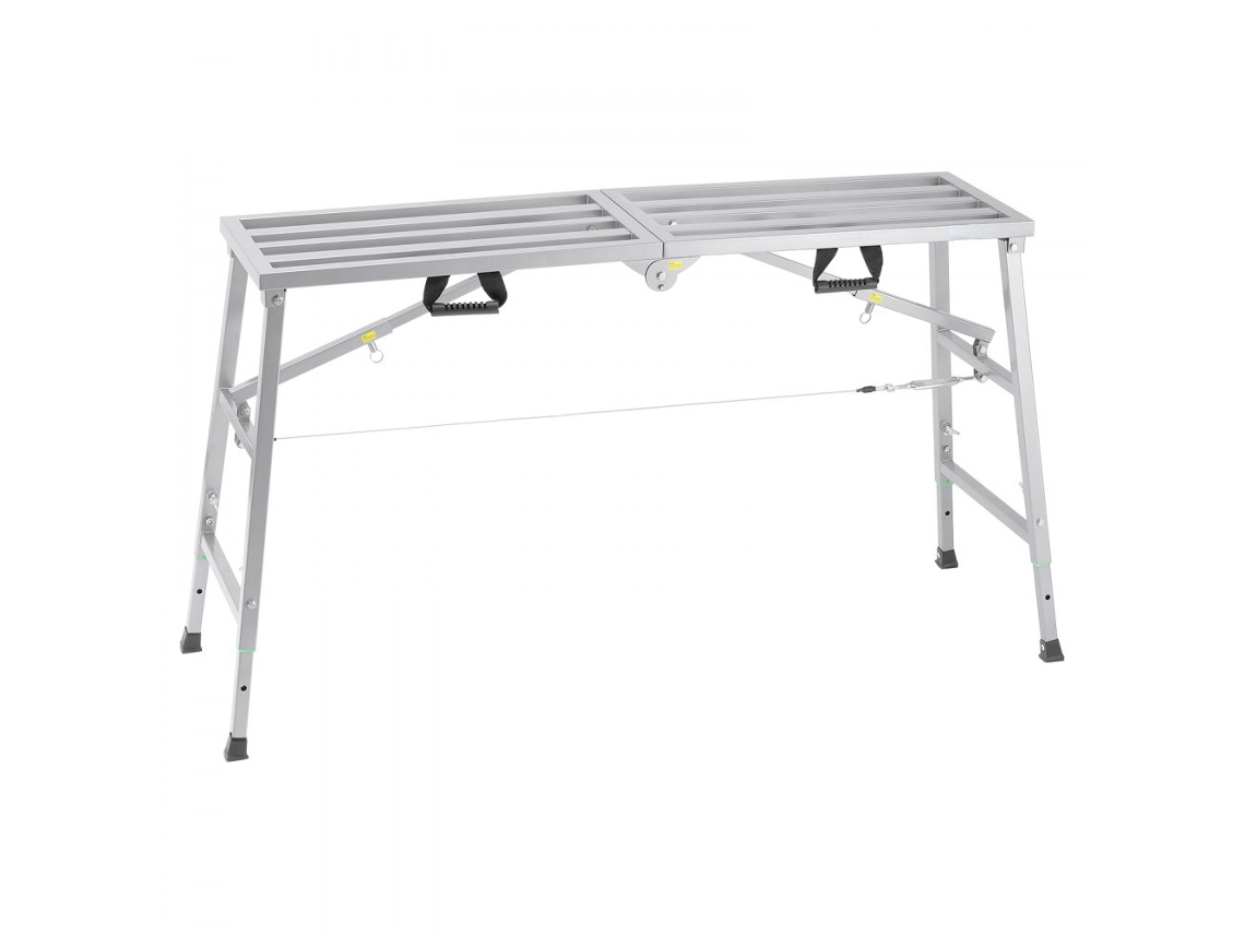 Plataforma de trabajo plegable ajustable hasta 115 cm 360 kg Tekmaquinas | Plataforma telescópica 4 alturas | Taburete extensible 140x38 cm Tekmaquinas