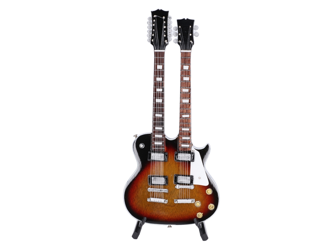 Guitarra Miniatura Hecha A Mano De 18 Cm Con Soporte, Regalo Decorativo Para El Hogar.