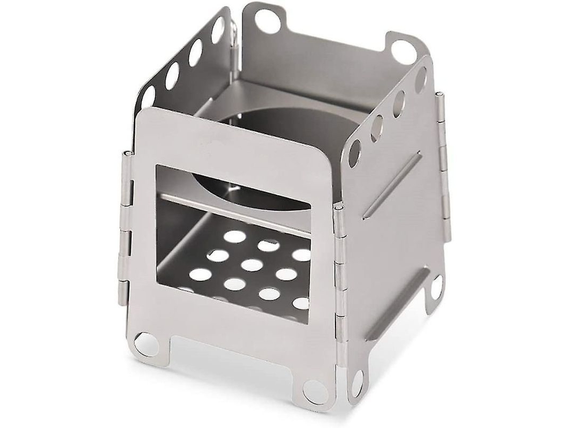 Estufa De Leña Plegable De Titanio + Quemador De Alcohol Portátil Para Picnics Al Aire Libre