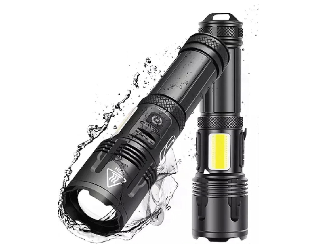 Linterna LED recargable de alta potencia, 20 000 lúmenes, XHP70, táctica militar, resistente al agua, Yizhood (negra)