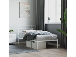 Estructura Cama Sin Colchón Con Cabecero Metal Blanco 107x203cm