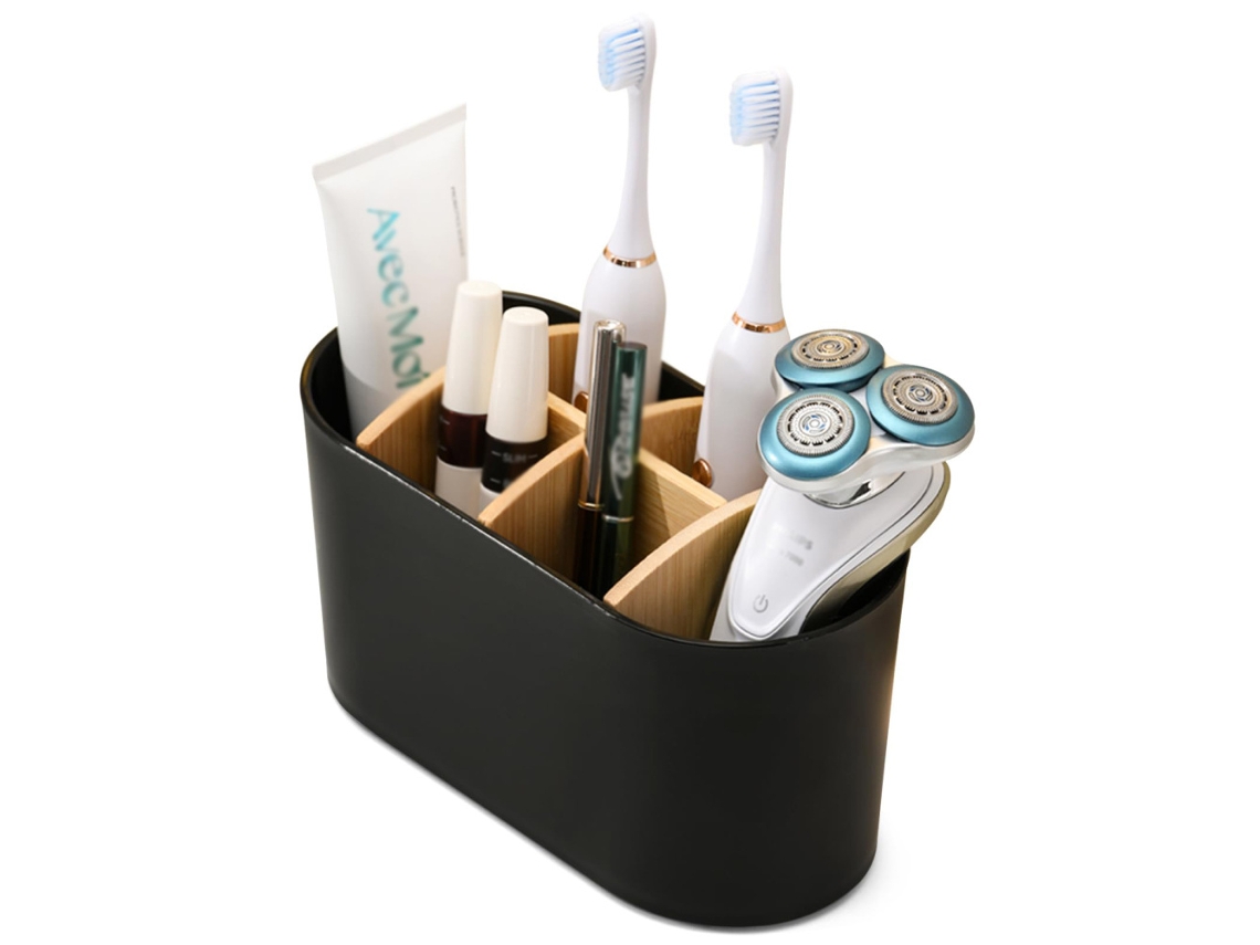 KOFIHETY Portacepillo con separadores de bambú para baño