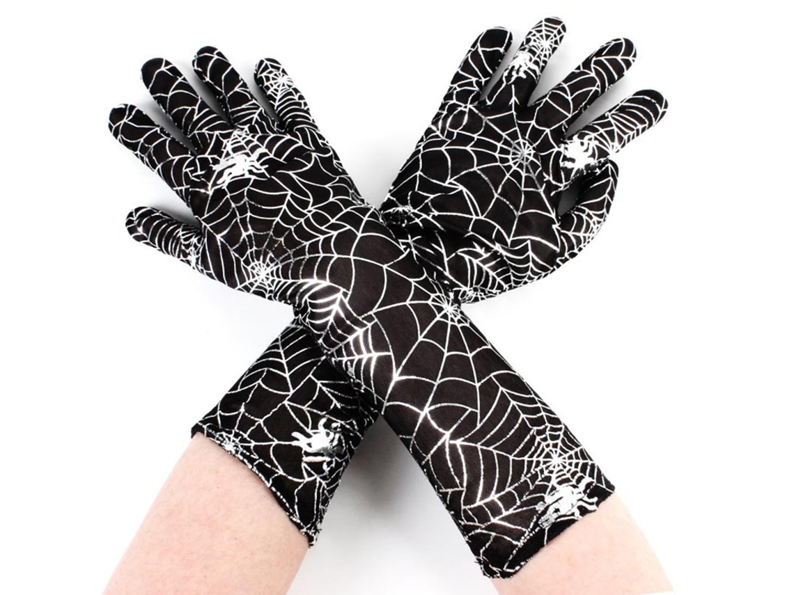 Par de Guantes negros con telaraña adulto