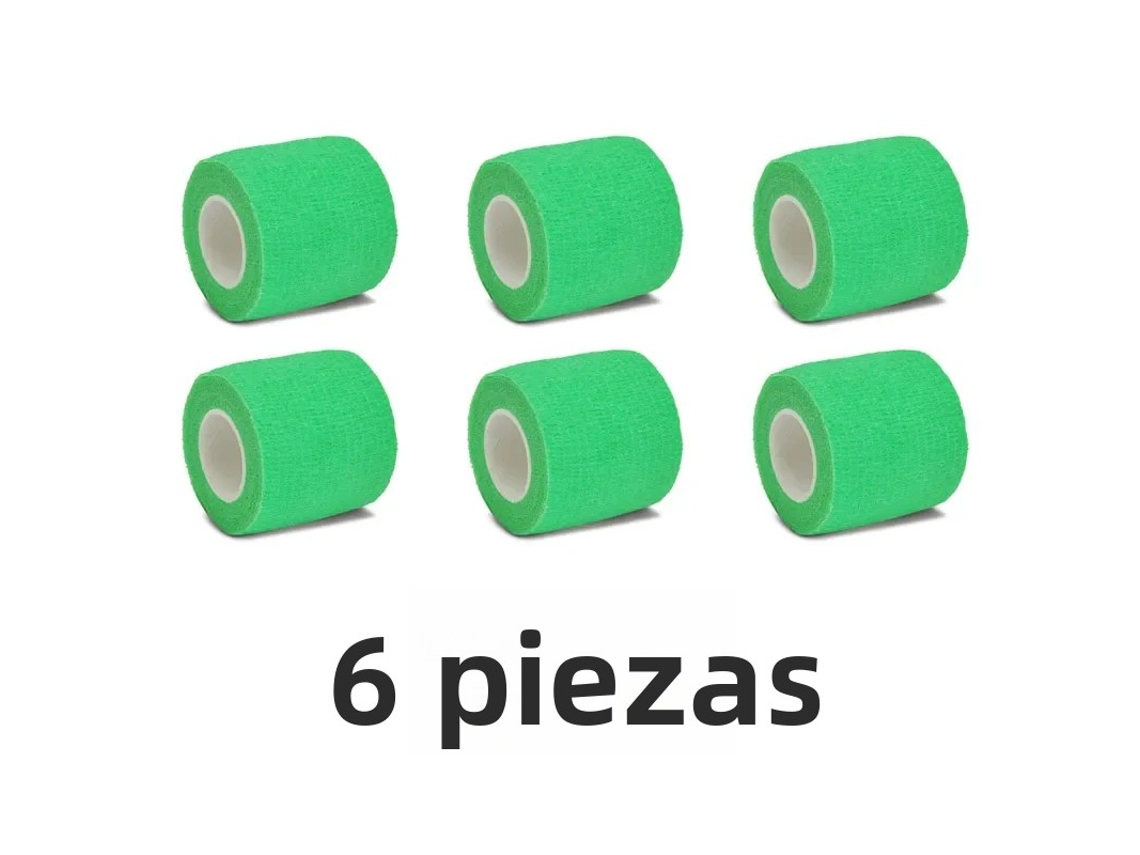 Vendaje de gasa de algodón transpirable, autoadhesivo, elástico, Mdug (verde oscuro, paquete de 6, 10 cm x 4,8 m)