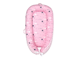 Cuna portátil para bebé de algodón transpirable con funda extraíble, 90x50cm DIGITALLAB (Estrella Rosa)