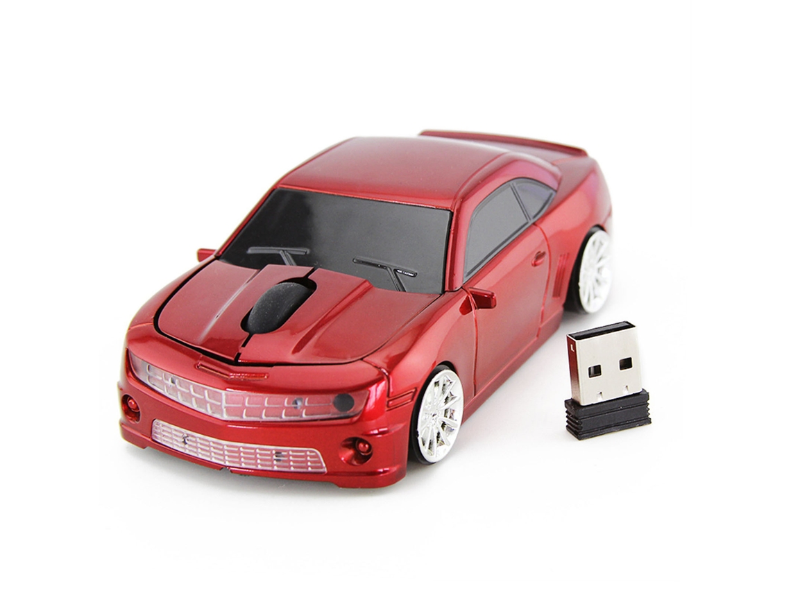 Mouse Sem Fio 2.4g Sensor Alta Precisão Formato Carro Esportivo Para Laptop Vermelho