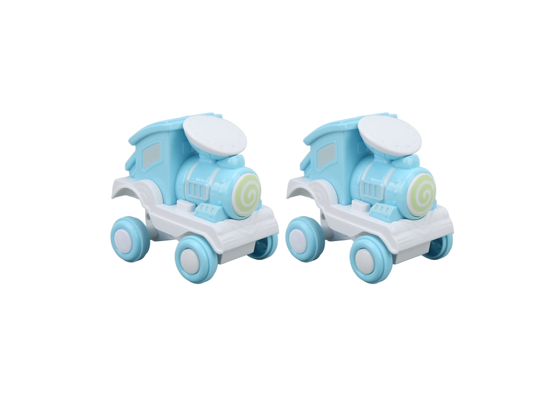 Tren De Plástico De 2 Piezas Con Mecanismo De Presión Y Rodamiento, Con Salto De 360 Grados, Juguete Para Niños, Regalo, Color Azul.